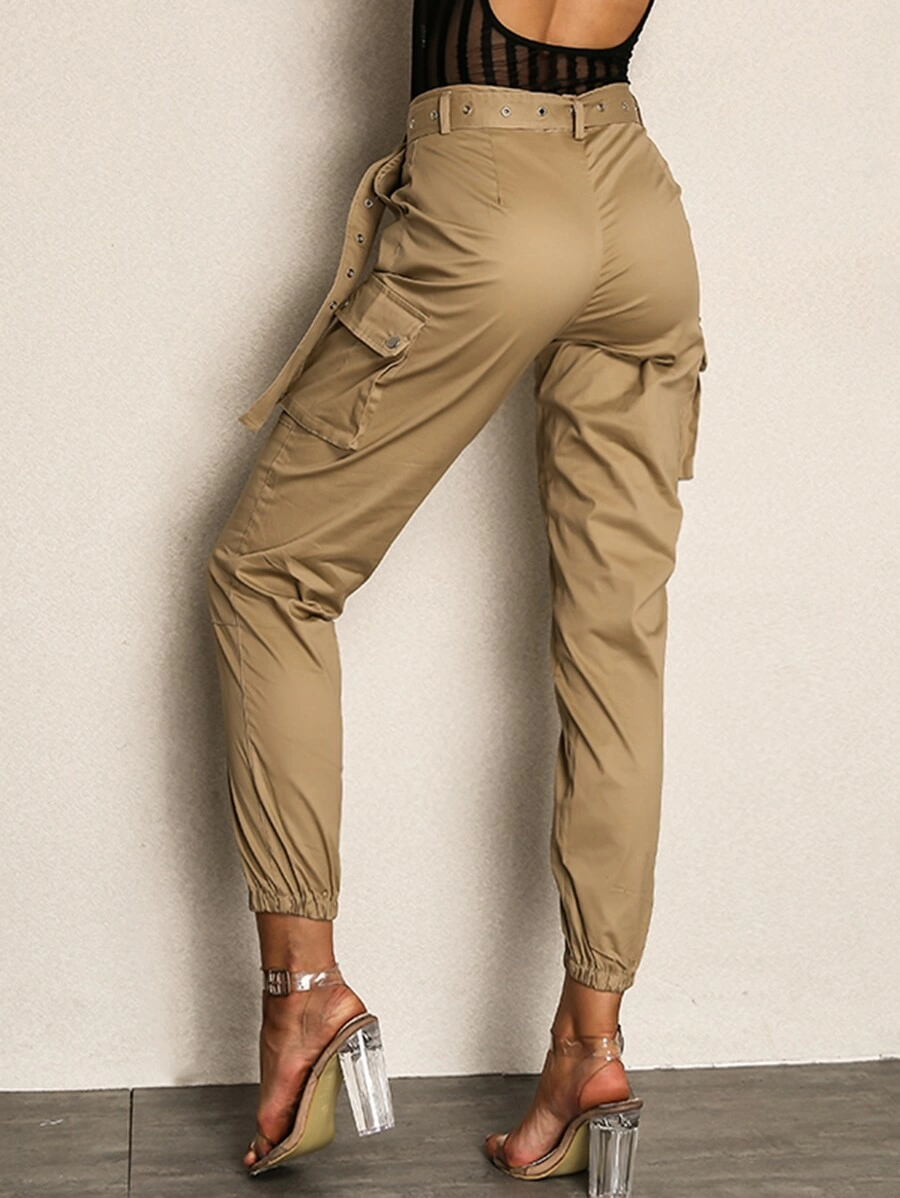 Pantalon ceinturé avec poche et bord élastique